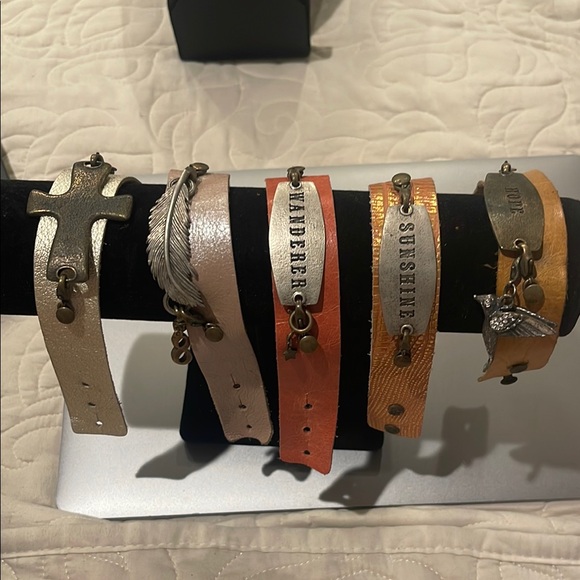 Leather Bracelet Set with Charms - Picture 1 of 6
